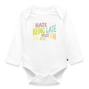 Je déteste être en retard, mais je suis doué pour ça - Body Bébé bio manches longues - blanc - Devant