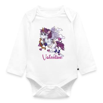 Be my Valentine niedliches Amor Einhorn Geschenk - Baby Bio-Langarm-Body - Weiß - Vorne