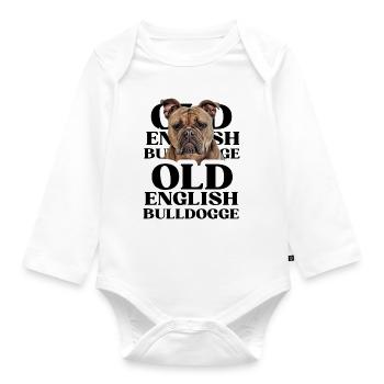OLD ENGLISH BULLDOG Dog Dogs Bulldog - Organic Longsleeve Baby Bodysuit - white - Front