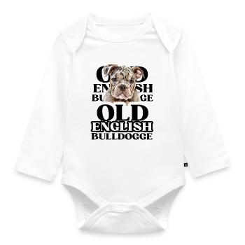OLD ENGLISH BULLDOG Dog Dogs Bulldog - Organic Longsleeve Baby Bodysuit - white - Front