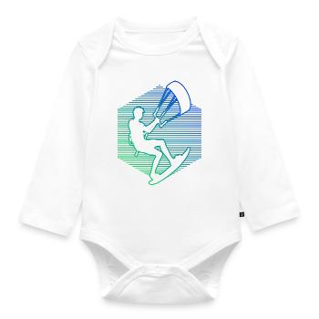 Kite Kite Kitesurf Kitesurf Homme - Body Bébé bio manches longues - blanc - Devant