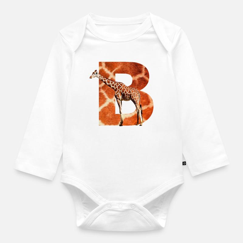 Girafe B - Body Bébé bio manches longues - blanc