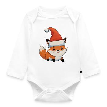 Fox Christmas Watercolors - Organic Longsleeve Baby Bodysuit - white - Front