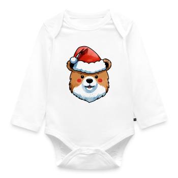 Dessin de Noël Ours - Body Bébé bio manches longues - blanc - Devant