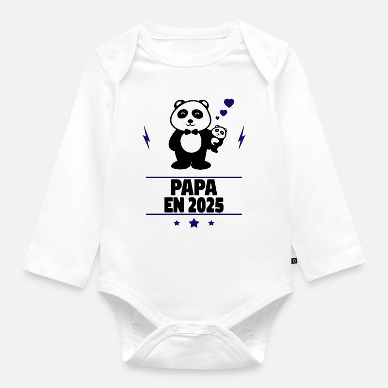 Papa en 2025,Bientôt papa,Annonce Grossesse,Bébé - Body Bébé bio manches longues - blanc