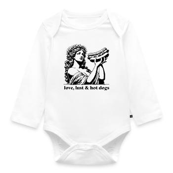 Aphrodite with love, lust and hot dogs Fast food - Organic Longsleeve Baby Bodysuit - white - Front