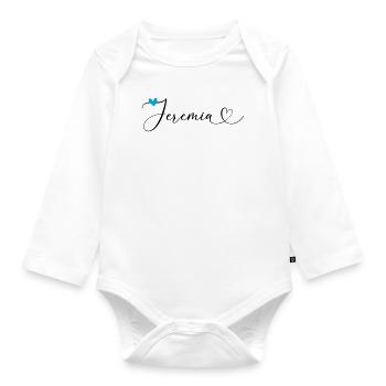 Jérémie Nom Prénom Calligraphie Coeur - Body Bébé bio manches longues - blanc - Devant