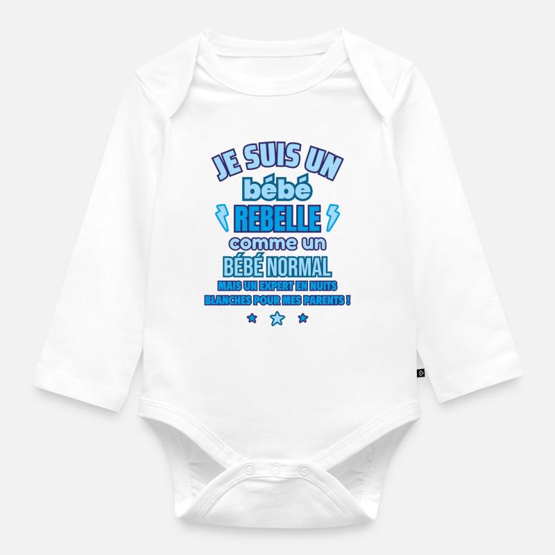 Bébé Rebelle Cadeau de naissance drôle - Body Bébé bio manches longues - blanc