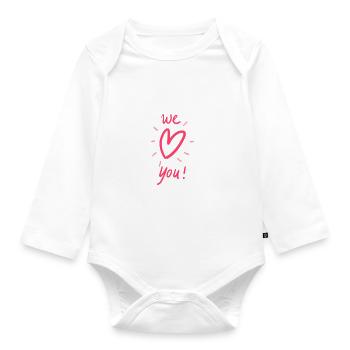 Spread the love! - Organic Longsleeve Baby Bodysuit - white - Front