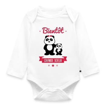Bientôt Grande Soeur - Future grande soeur - Body Bébé bio manches longues - blanc - Devant