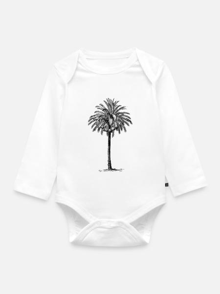 Dattelpalme Palme Illustration - Baby Bio-Langarm-Body - Weiß