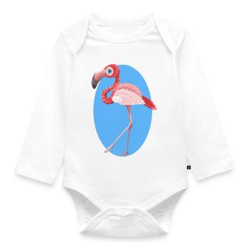 flamingo - Organic Longsleeve Baby Bodysuit - white - Front