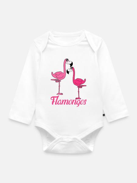 Flamongos - Baby Bio-Langarm-Body - Weiß
