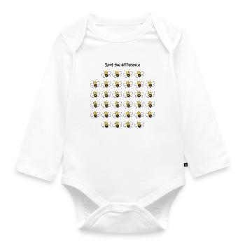 Trouvez le bogue, le dépannage, les énigmes, les abeilles - Body Bébé bio manches longues - blanc - Devant