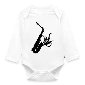 Saxophon Saxophon Jazz-Musik Musik Saxophon - Baby Bio-Langarm-Body - Weiß - Vorne