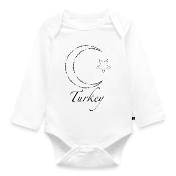 Türkischer Halbmond und Stern - Baby Bio-Langarm-Body - Weiß - Vorne