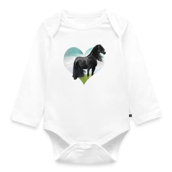 Aquarelle de cheval - Body Bébé bio manches longues - blanc - Devant