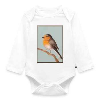 robin - Organic Longsleeve Baby Bodysuit - white - Front