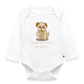 Conquérir mon coeur avec des biscuits <3 chiens animaux - Body Bébé bio manches longues - blanc - Devant