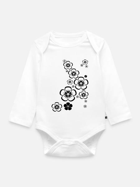 Blumen - Baby Bio-Langarm-Body - Weiß