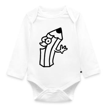 fröhlicher Stift - line - Baby Bio-Langarm-Body - Weiß - Vorne