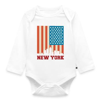 new York - Organic Longsleeve Baby Bodysuit - white - Front