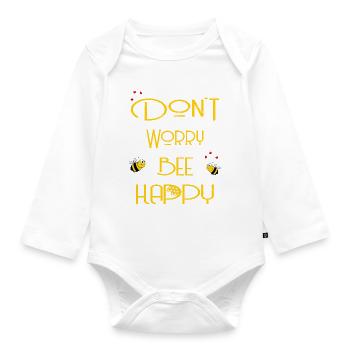 Don't worry bee happy gelb - Baby Bio-Langarm-Body - Weiß - Vorne