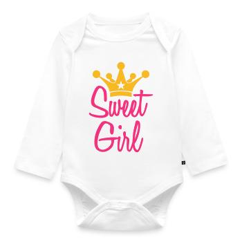 Sweet Girl - Baby Bio-Langarm-Body - Weiß - Vorne