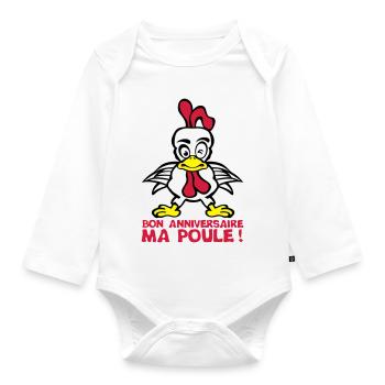 ajouter age bon anniversaire ma poule - Body Bébé bio manches longues - blanc - Devant