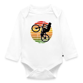 Wheelie Bike Cycling Gift - Organic Longsleeve Baby Bodysuit - white - Front