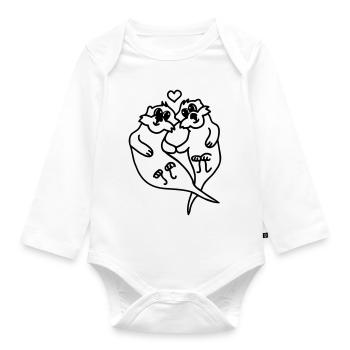 Otters in love - Organic Longsleeve Baby Bodysuit - white - Front