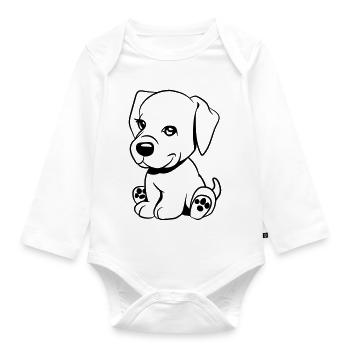 Dog baby cute cute - Organic Longsleeve Baby Bodysuit - white - Front