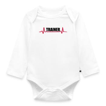 Fitness - Trainer - Baby Bio-Langarm-Body - Weiß - Vorne
