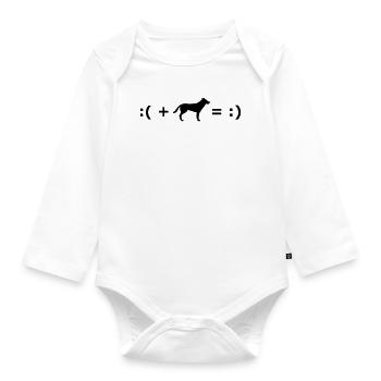 :( + Dog = :) Formula for happiness - Body Bébé bio manches longues - blanc - Devant