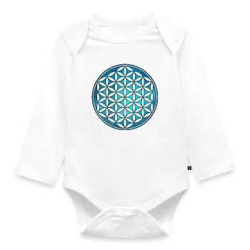 Fleur de vie, géométrie sacrée, symbole du yoga - Body Bébé bio manches longues - blanc - Devant