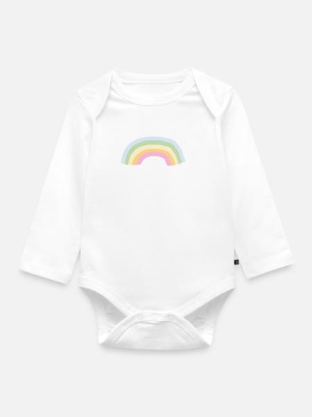 rainbow pastel - Baby Bio-Langarm-Body - Weiß