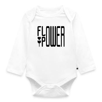 FLOWER POWER - Body Bébé bio manches longues - blanc - Devant