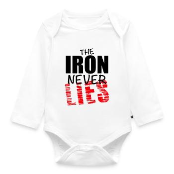 The Iron never LIES - Organic Longsleeve Baby Bodysuit - white - Front