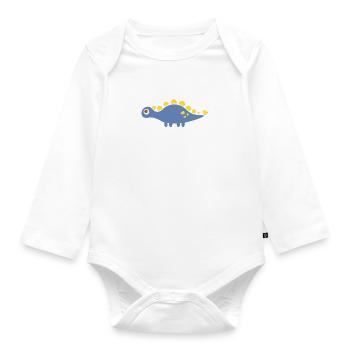 Cute Blue Stegosaurus Dinosaur - Organic Longsleeve Baby Bodysuit - white - Front