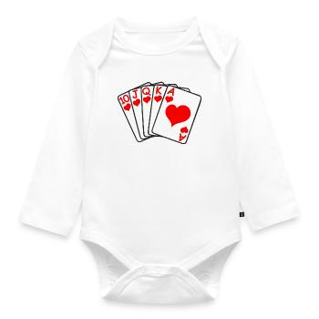 Spielkarten Herz - Baby Bio-Langarm-Body - Weiß - Vorne