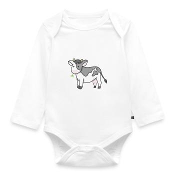 Cow - Organic Longsleeve Baby Bodysuit - white - Front