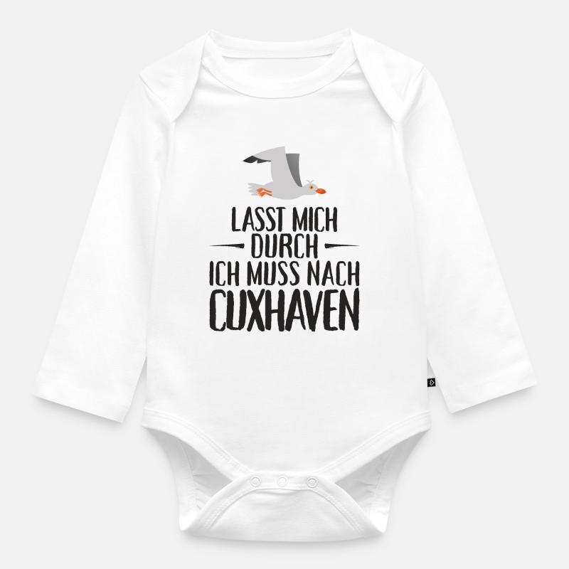 Lasst mich durch ich muss nach Cuxhaven Möwe - Baby Bio-Langarm-Body - Weiß