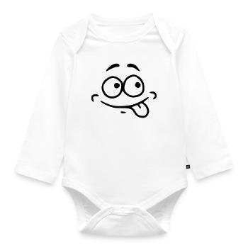 Émoji faim esquisse noir - Body Bébé bio manches longues - blanc - Devant