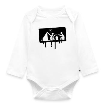 Camping camping - Organic Longsleeve Baby Bodysuit - white - Front