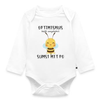 Biene Optimismus Sumsi mit Po - Baby Bio-Langarm-Body - Weiß - Vorne