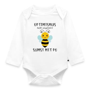 Biene Optimismus Sumsi mit Po - Baby Bio-Langarm-Body - Weiß - Vorne