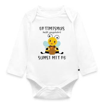 Biene Optimismus Sumsi mit Po - Baby Bio-Langarm-Body - Weiß - Vorne