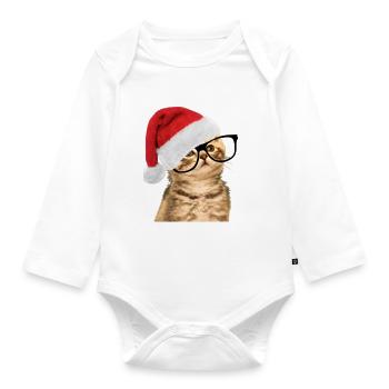 CHRISTMAS Shirt Christmas Cat Kitten Cats - Organic Longsleeve Baby Bodysuit - white - Front