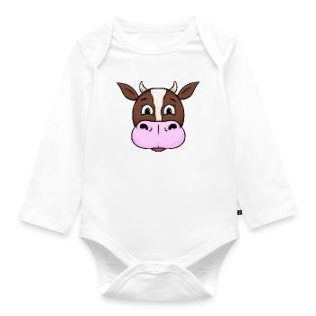 Braune Kortik - Baby Bio-Langarm-Body - Weiß - Vorne