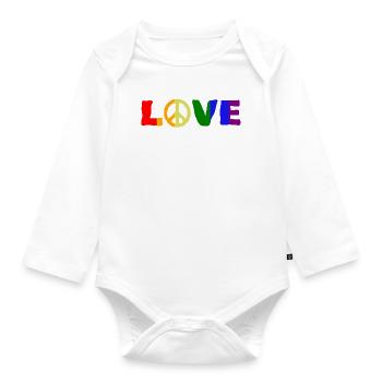 Peace Frieden Freiheit Liebe - Baby Bio-Langarm-Body - Weiß - Vorne